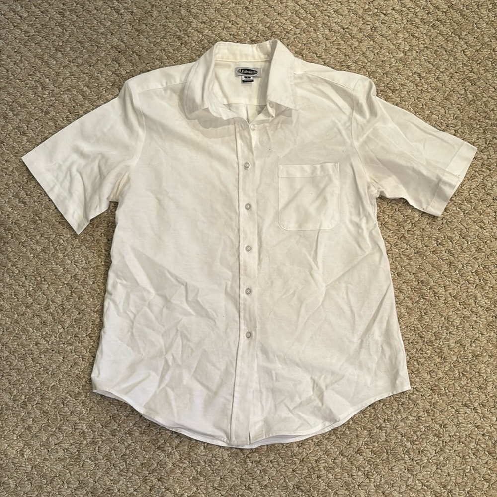 Edwards White Button Down Work Shirt size S
